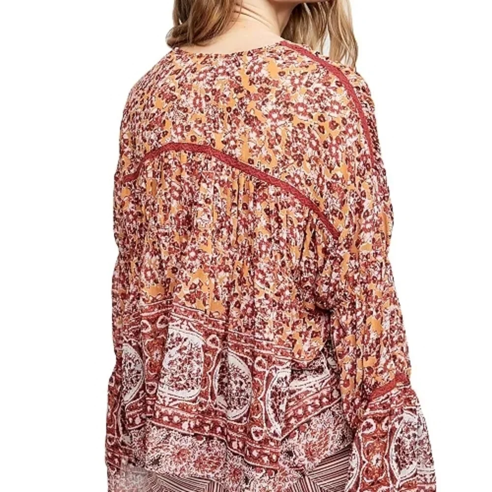 Free People Lorriane Boho Tiered Cropped Oversized Kimono Sz Small - Picture 5 of 7